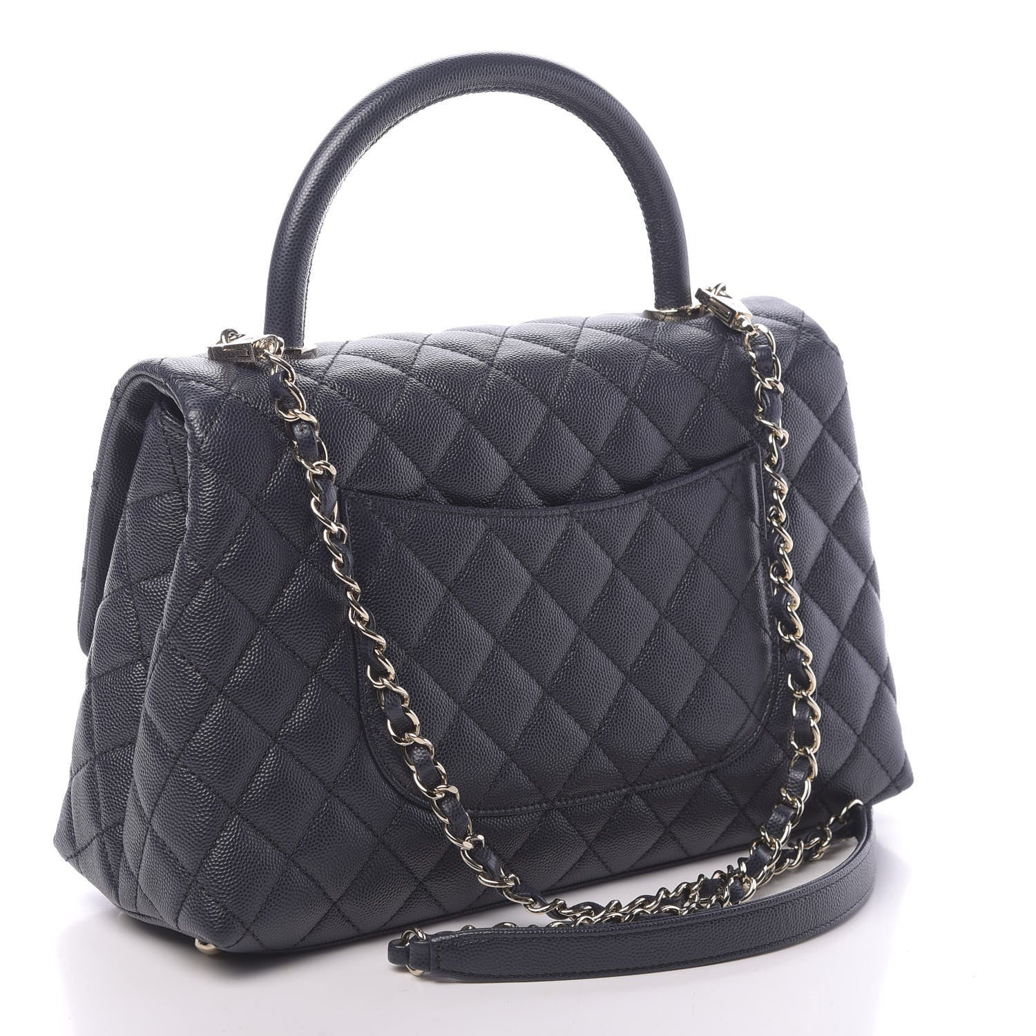 Chanel Caviar Quilted Small Coco Handle Flap Navy 3 of 11