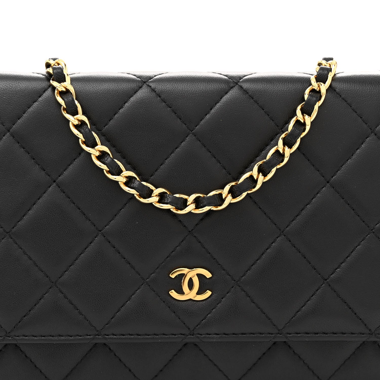 Chanel Lambskin Quilted Wallet On Chain WOC Black 8 of 15
