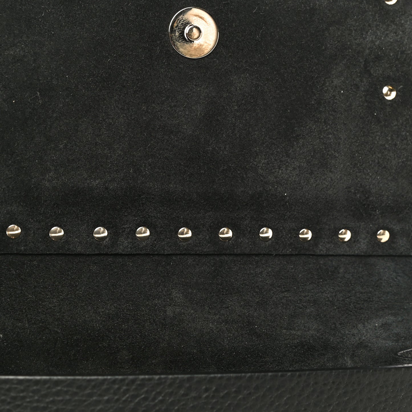 Pebbled Calfskin Rockstud Side Slip Crossbody Black