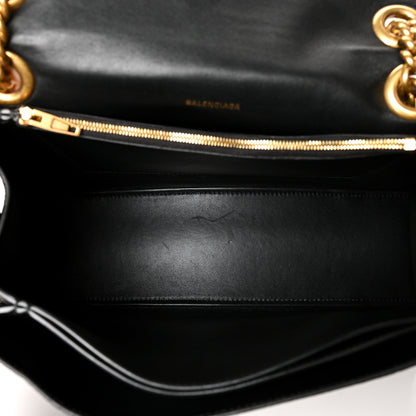 Balenciaga Extra Supple Calfskin Crocodile Embossed Medium Crush Chain Bag Black 5 of 11