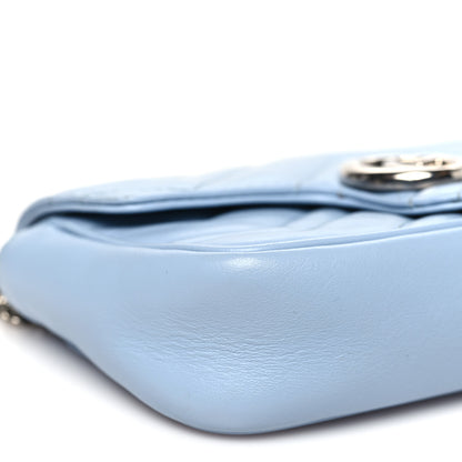 Gucci Calfskin Matelasse Super Mini GG Marmont Shoulder Bag Porcelain Light Blue 9 of 12