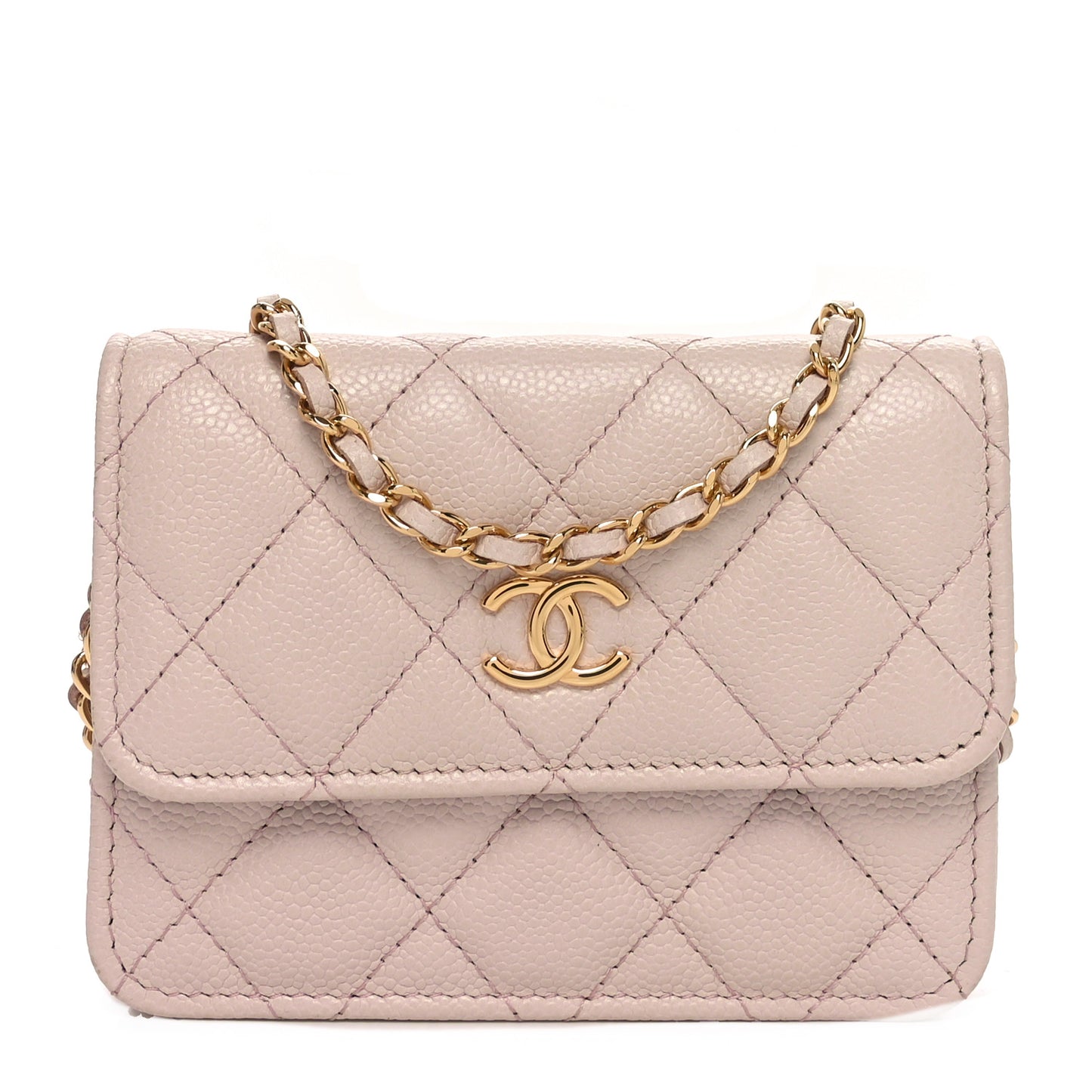 Caviar Quilted Miss Coco Clutch With Chain Light Purple