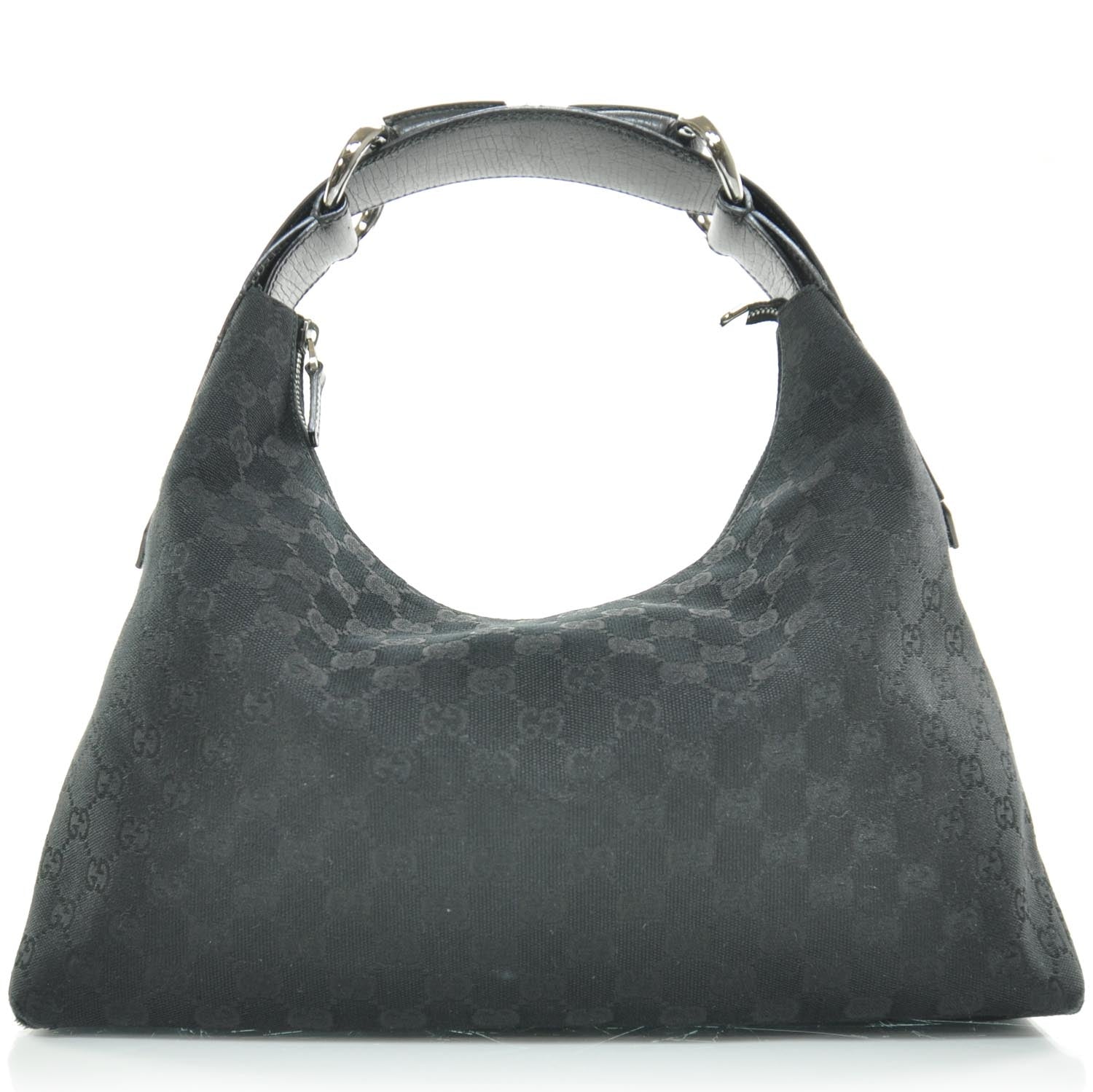 Gucci Monogram Medium Horsebit Chain Hobo Black 1 of 9
