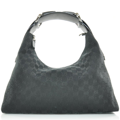 Gucci Monogram Medium Horsebit Chain Hobo Black 1 of 9