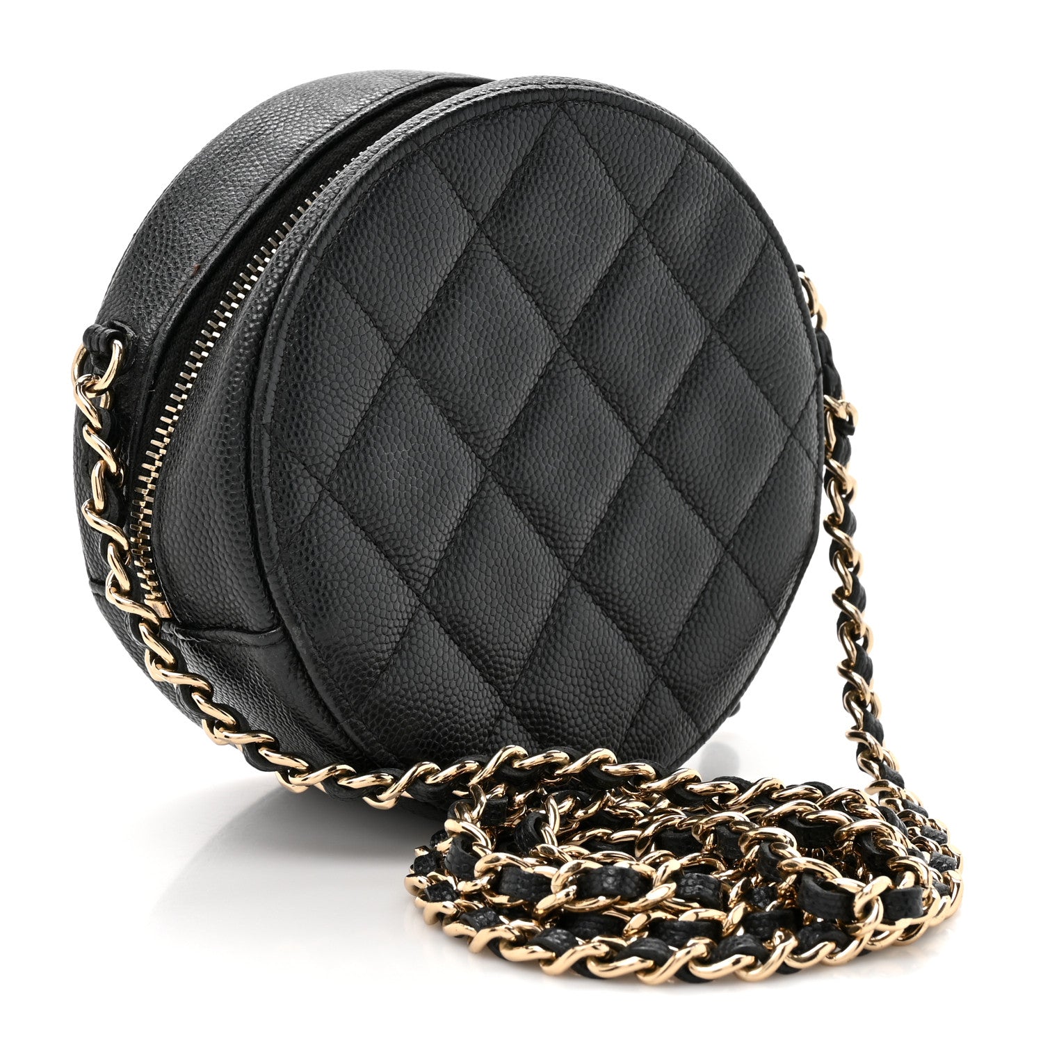 Chanel Caviar Quilted Round Clutch With Chain Black 3 of 12
