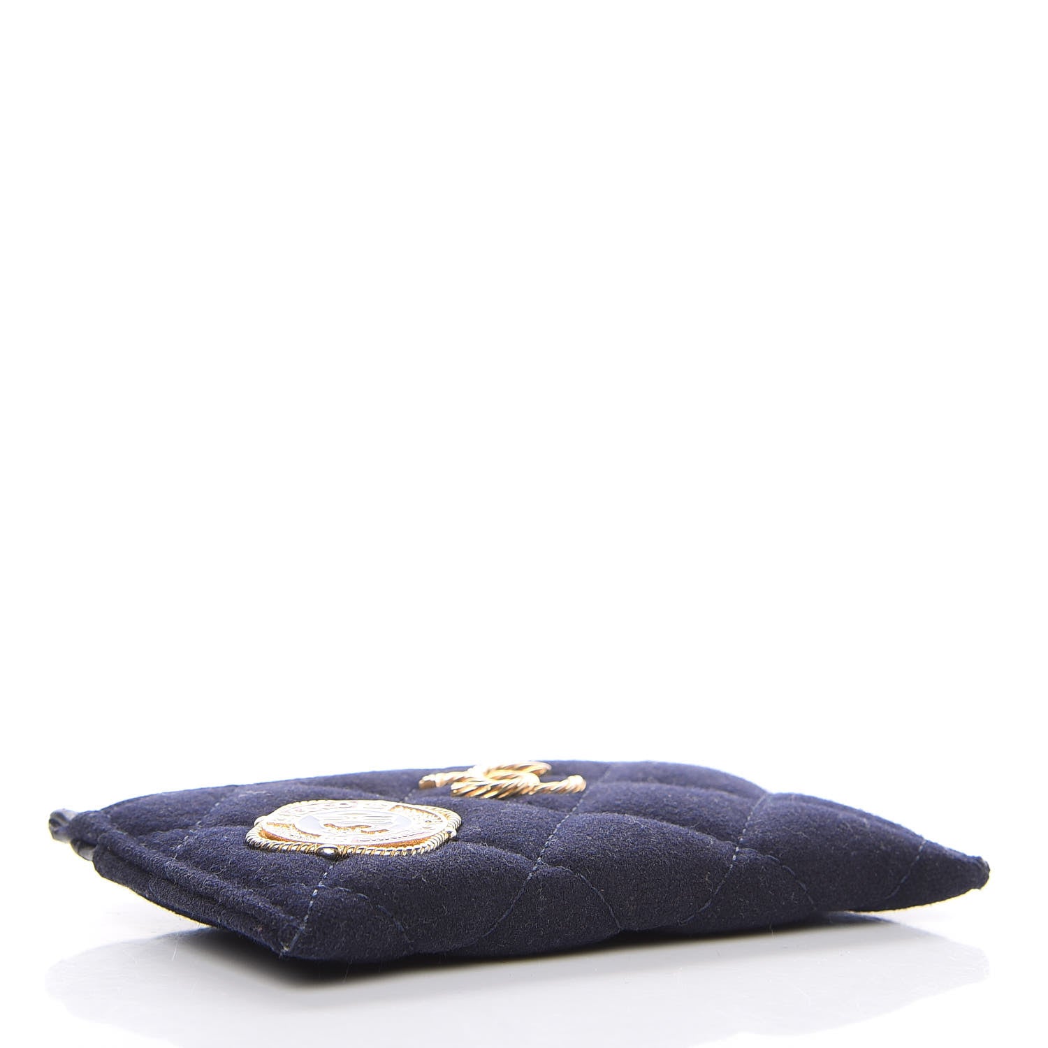 Chanel Felt Quilted Coco Mademoiselle CC Card Holder Navy 4 of 10