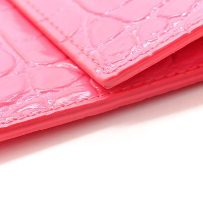 Alexander McQueen Calfskin Crocodile Embossed Skull Envelope Clutch Pink 10 of 11