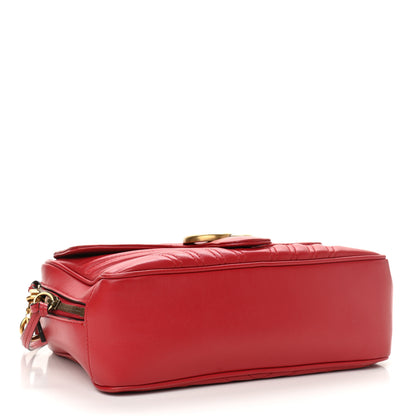 Gucci Calfskin Matelasse Sylvie Web Small GG Marmont Top Handle Shoulder Bag Hibiscus Red 4 of 11