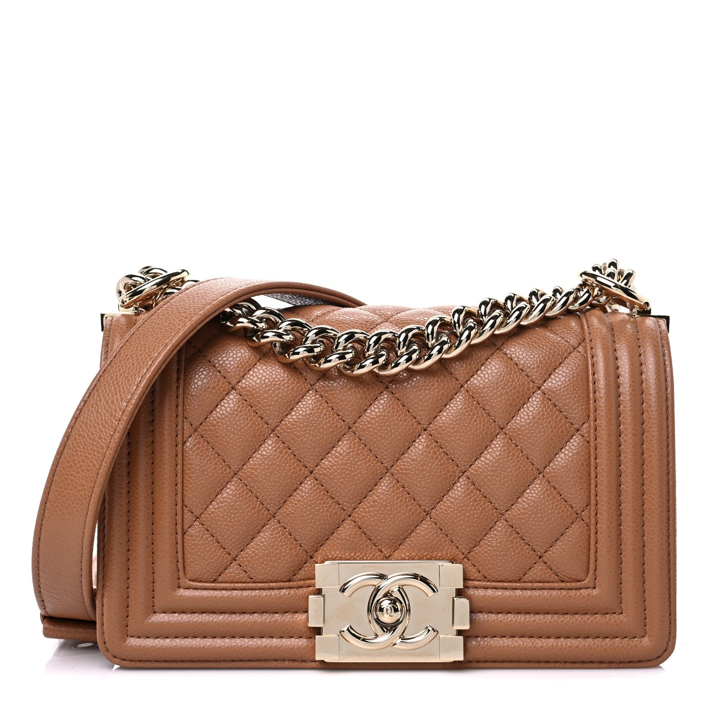 Caviar Quilted Small Boy Flap Brown