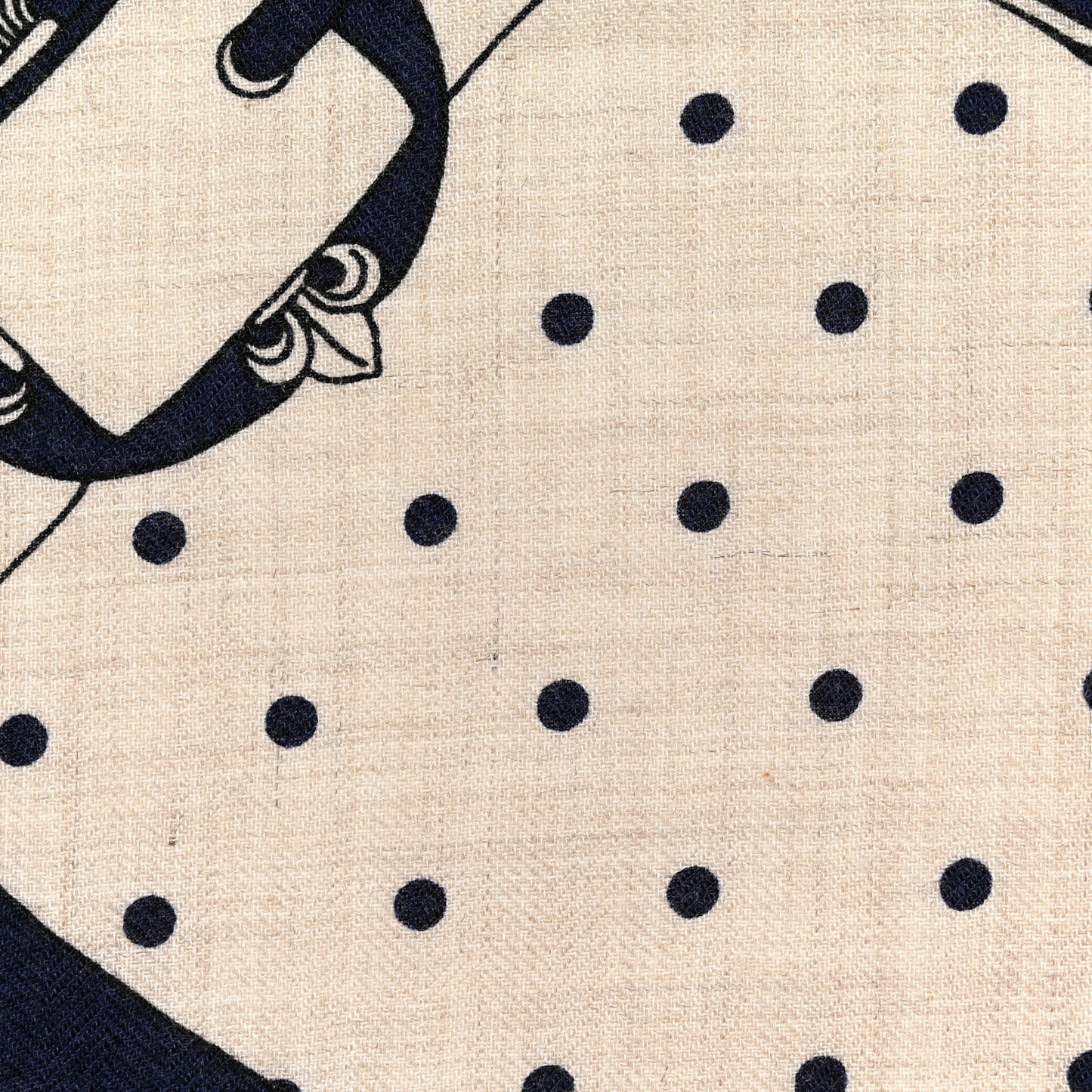 Cashmere Silk La Promenade du Matin Bandana Shawl 140 Naturel Marine Black