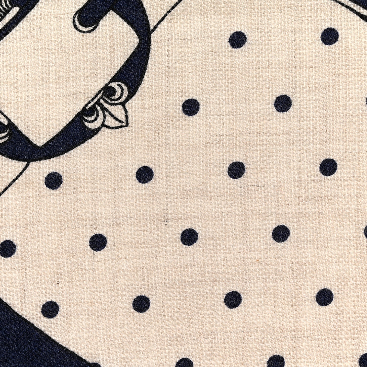 Hermes Cashmere Silk La Promenade du Matin Bandana Shawl 140 Naturel Marine Black 4 of 4