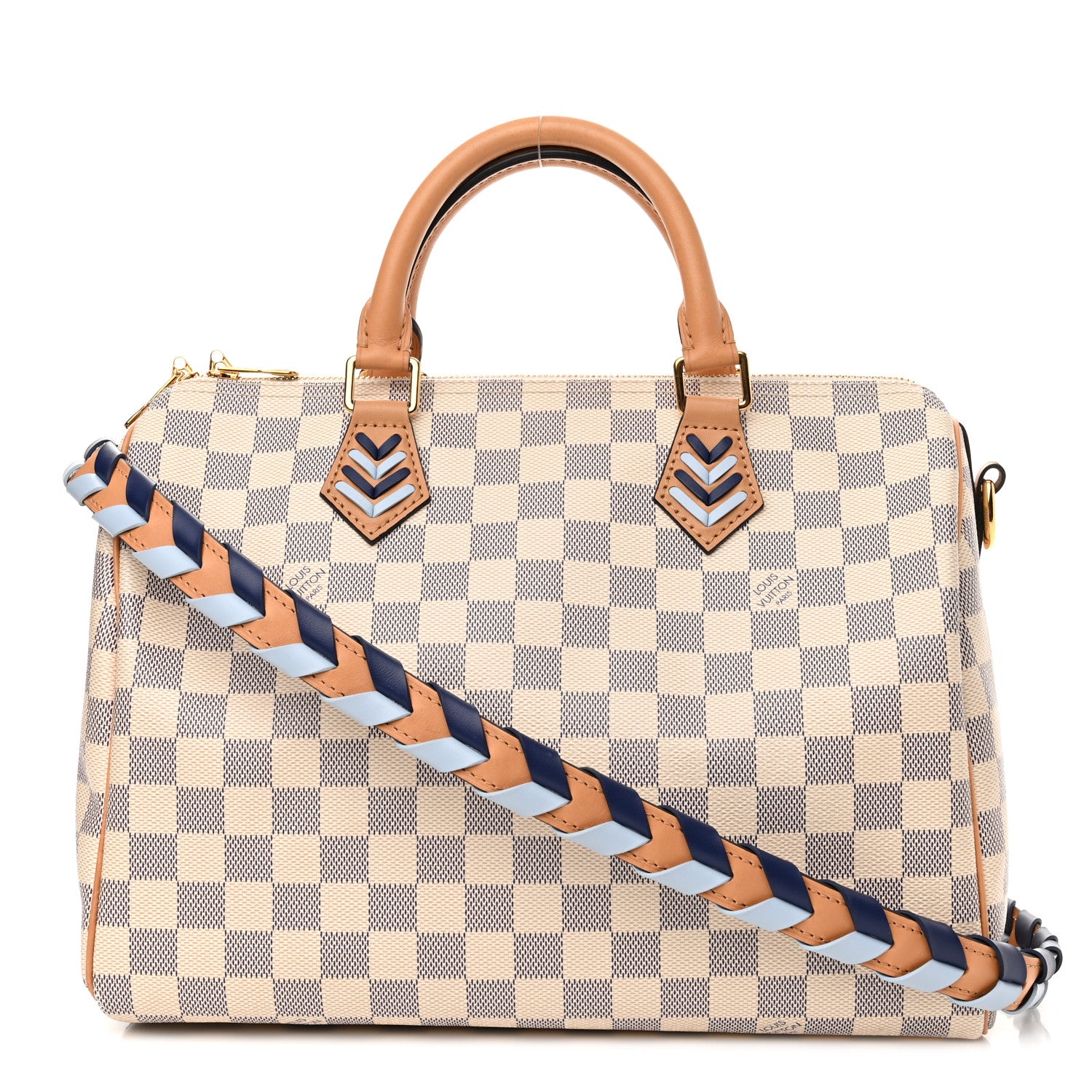 Louis Vuitton Damier Azur Braided Speedy Bandouliere 30 Blue 1 of 10