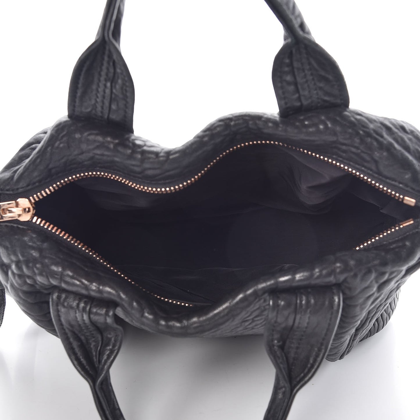 Pebbled Lambskin Rocco Black Rose Gold Hardware