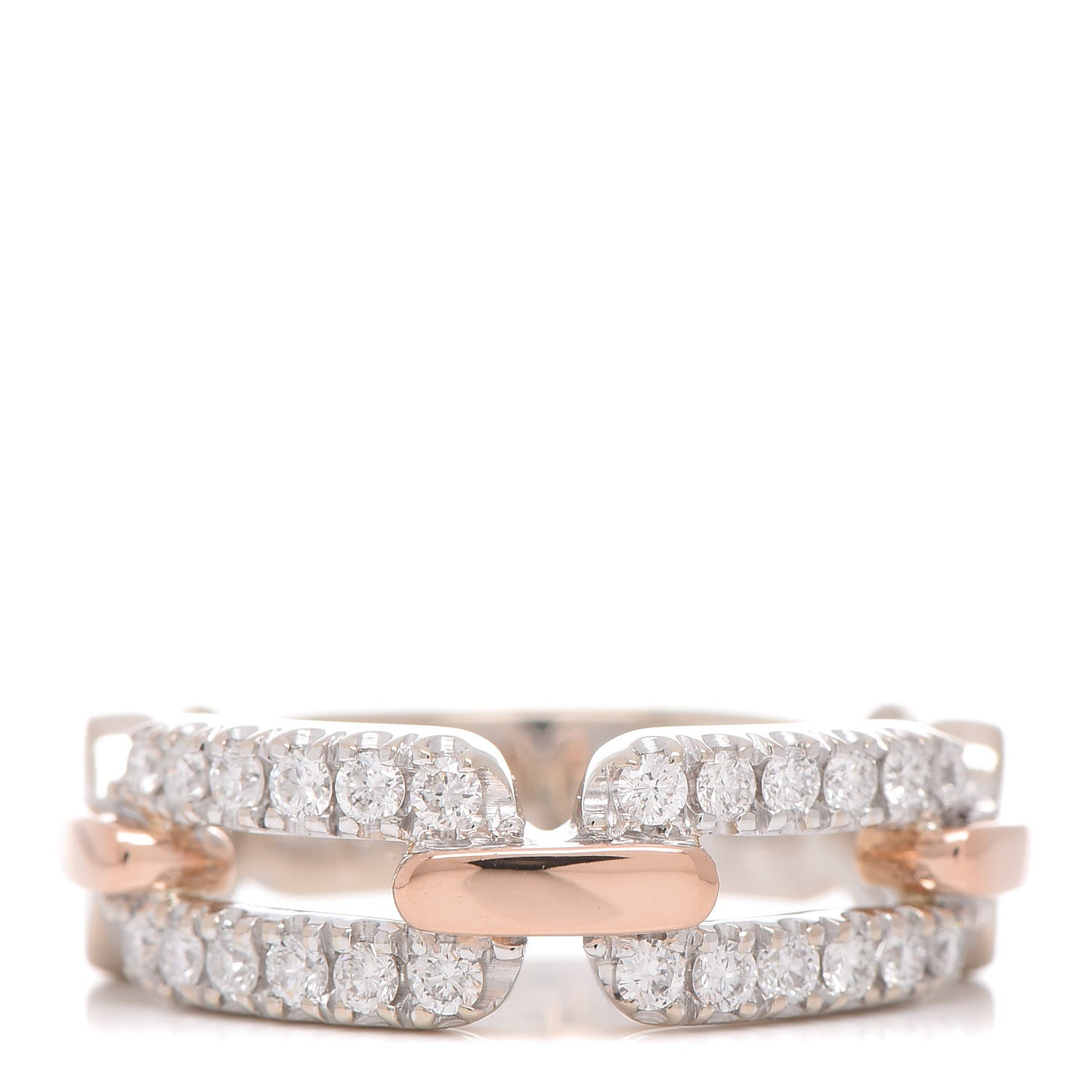 18K White Pink Gold Diamond Chain Link Band Ring 53 6.25