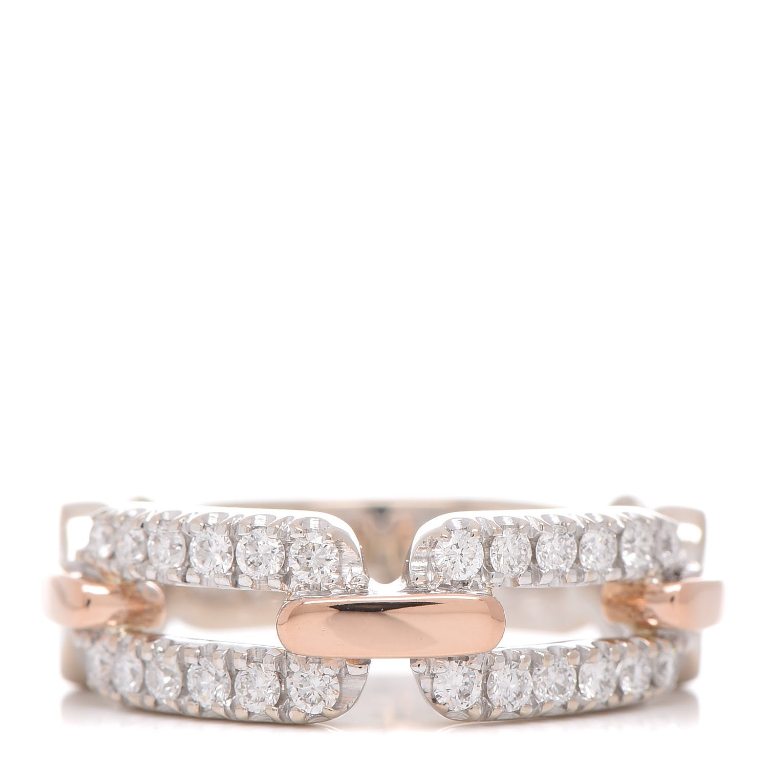 Damiani 18K White Pink Gold Diamond Chain Link Band Ring 53 6.25 1 of 5