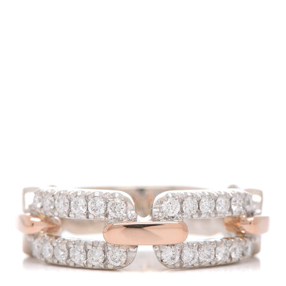 Damiani 18K White Pink Gold Diamond Chain Link Band Ring 53 6.25 1 of 5