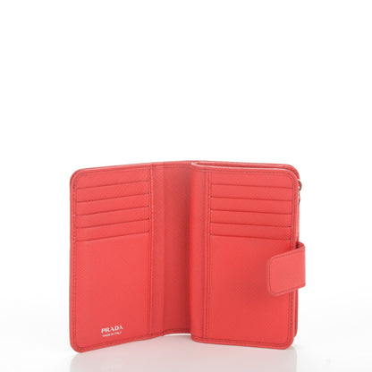 Prada Saffiano Metal Compact Wallet Red 5 of 7