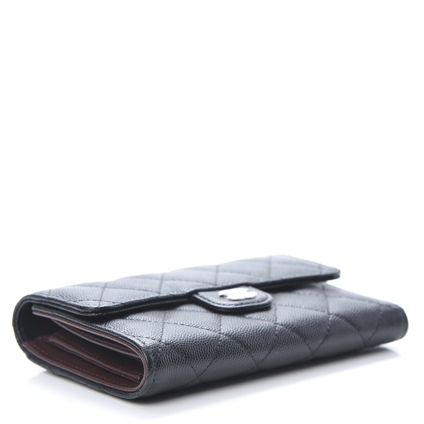 Caviar Quilted Medium Flap Wallet Black