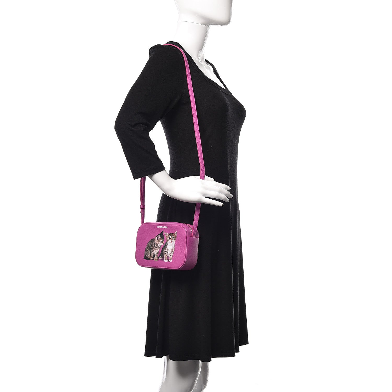 Balenciaga Calfskin Kittens Logo XS Everyday Camera Bag Fuchsia 2 of 10