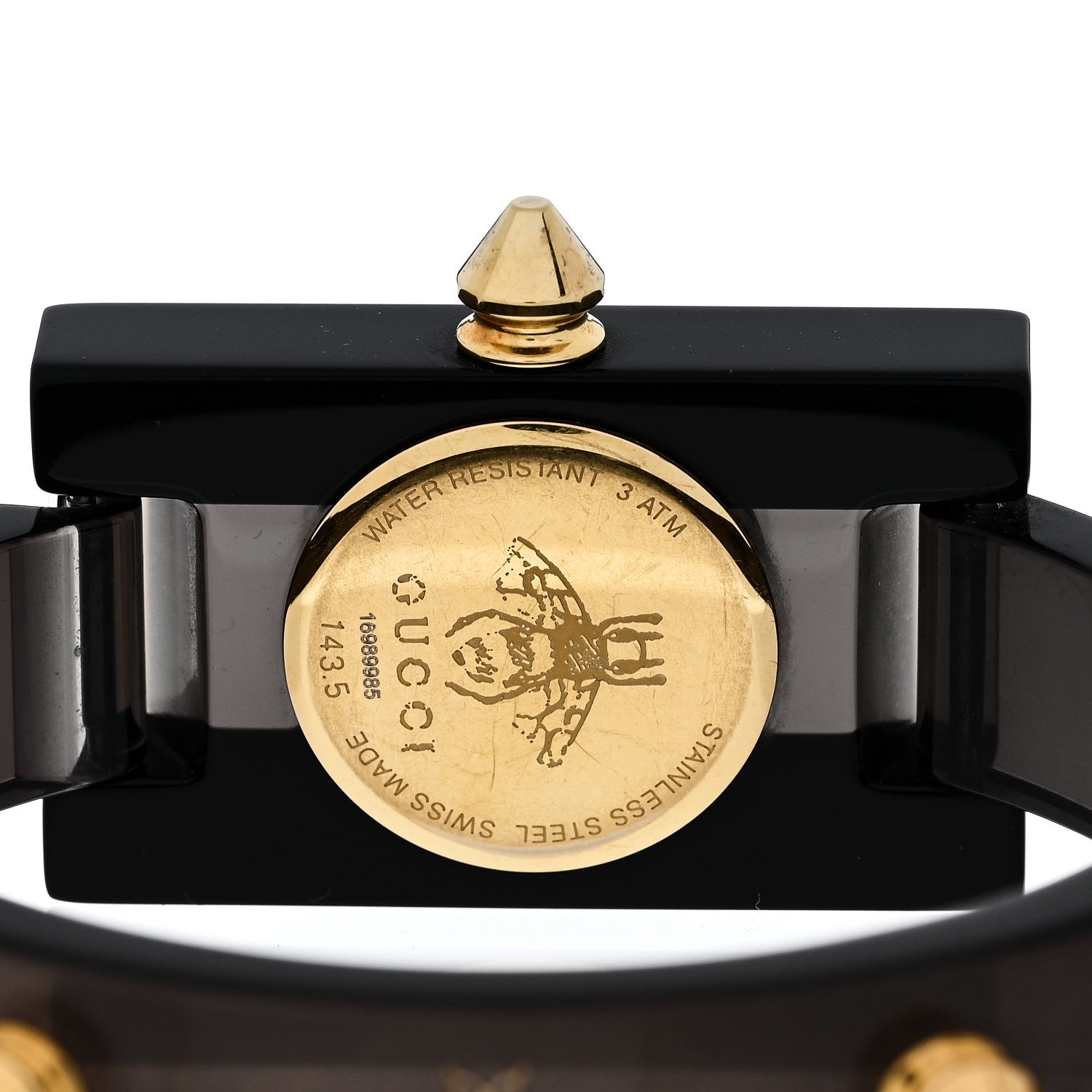 Gucci Stainless Steel Plexiglass 24mm Skeleton Stud Quartz Watch Black 4 of 4