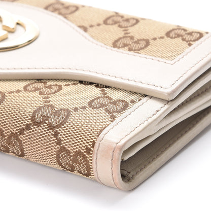Gucci Monogram Margaux Calfskin Sukey Continental Organizer Wallet Beige Ebony Mystic White 4 of 14