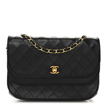 Chanel Lambskin Quilted Medium Round Double Flap Black 1 of 13