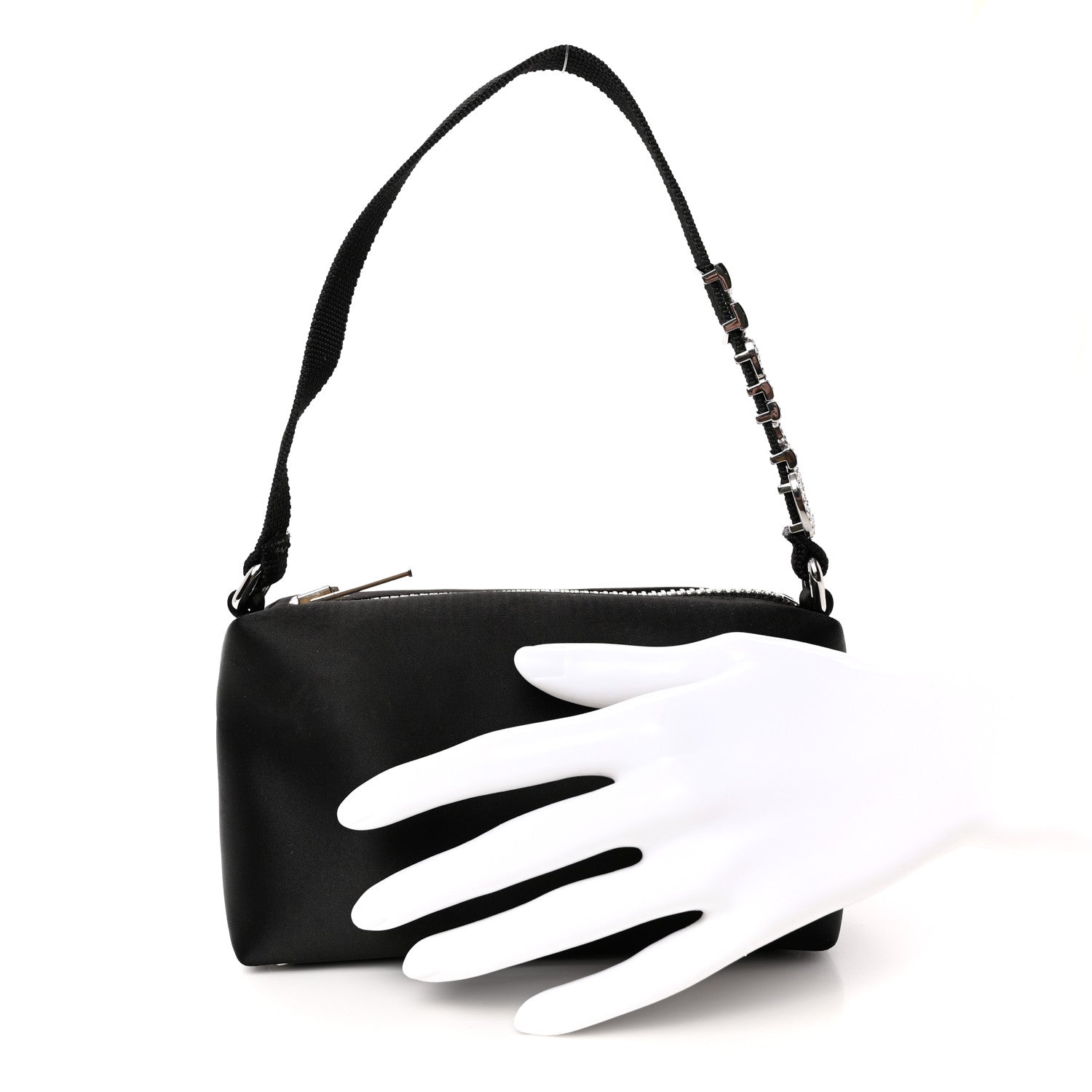 Alexander Wang Satin Crystal Heiress Pouch Black 2 of 11