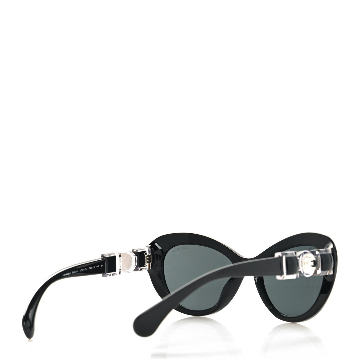 Acetate Glass Pearls Cat Eye Sunglasses 5443-H Black