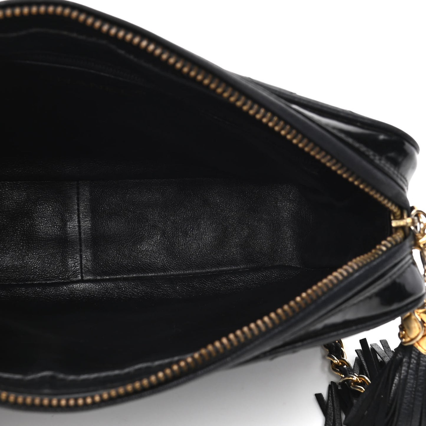 Patent Quilted Tassel Camera Case Black