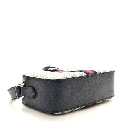 Gucci GG Supreme Monogram Textured Dollar Calfskin Web Small Ophidia Camera Bag Beige Blue 4 of 9