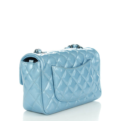 Chanel Patent Calfskin Quilted Mini Rectangular Flap Blue 3 of 8