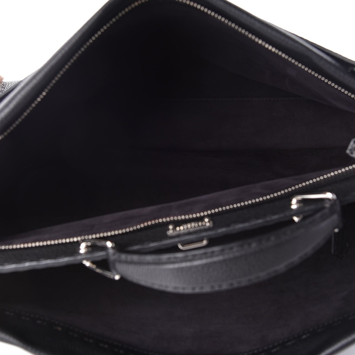 Calfskin Romano Mink Fur Selleria Large Peekaboo Essential Iconic Satchel Black