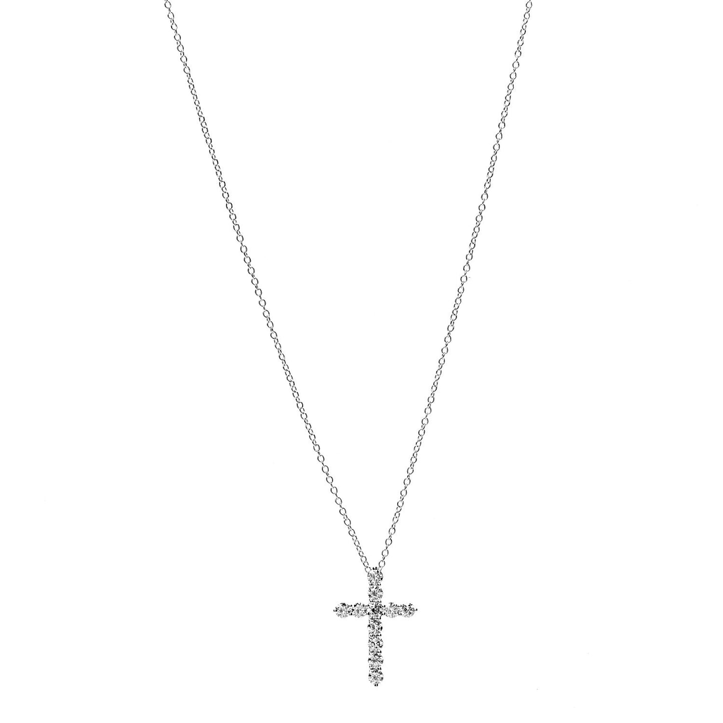 Platinum Diamond Small Cross Pendant Necklace