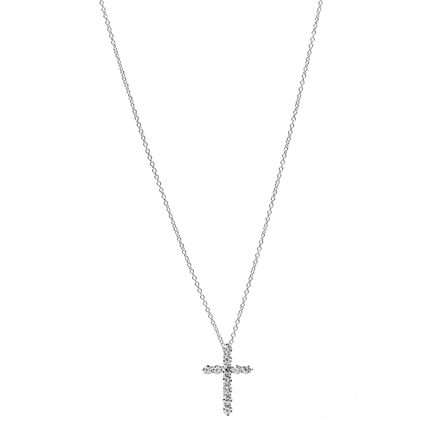 Tiffany Platinum Diamond Small Cross Pendant Necklace 1 of 6