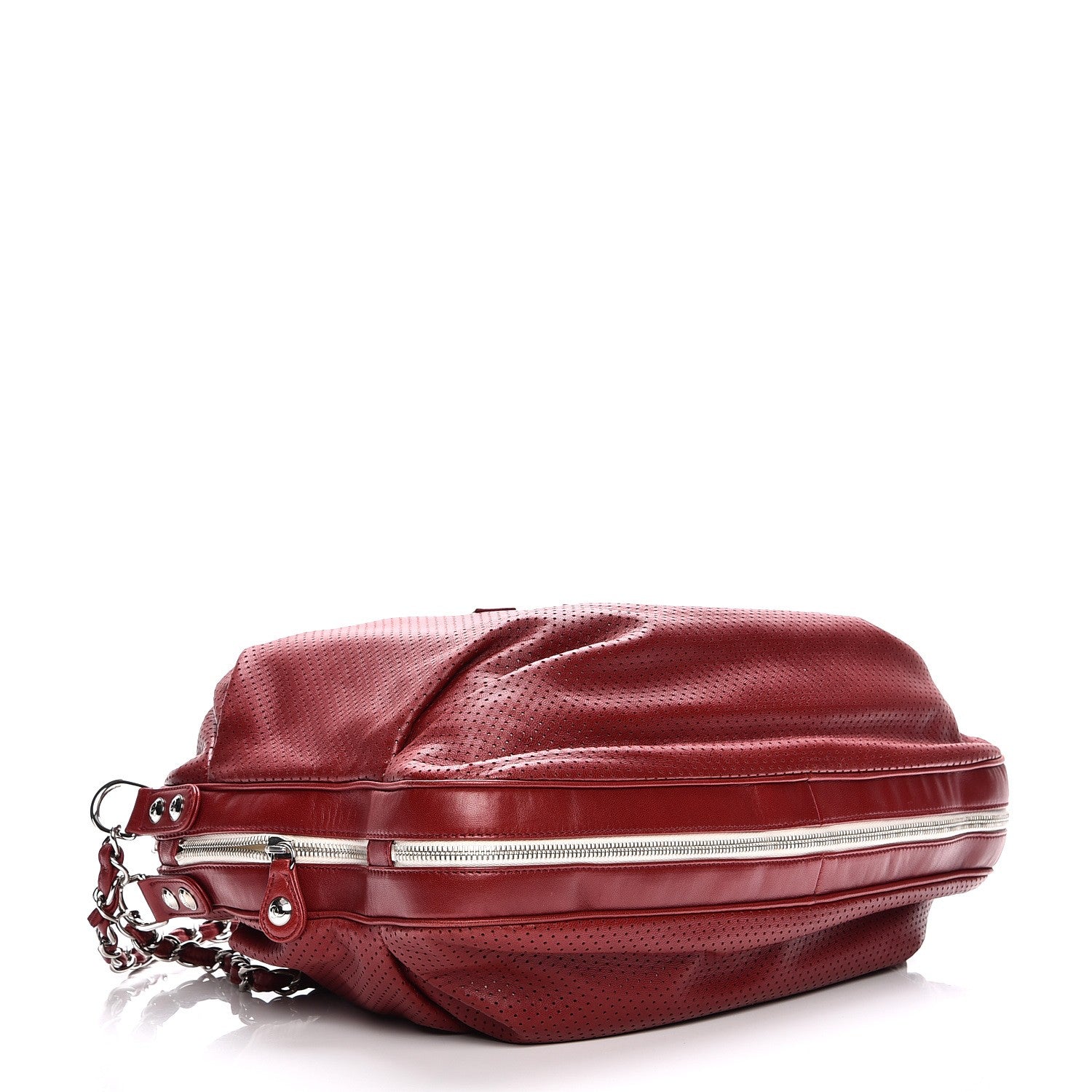 Chanel Lambskin Perforated Baseball Spirit Ligne Bag Dark Red 6 of 9