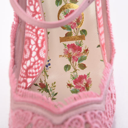 Gucci Lace Pizzo Venice Pumps 37 Sugar Pink 8 of 9