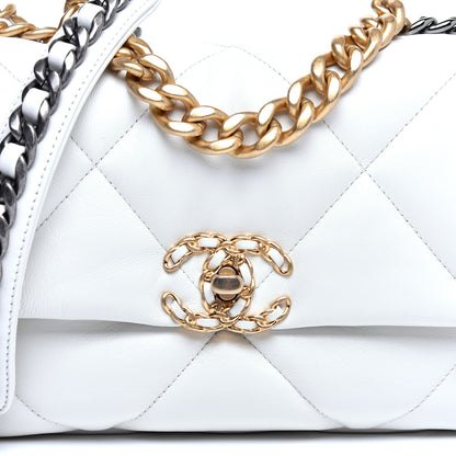 Chanel Goatskin Quilted Medium 19 Flap White 10 of 11
