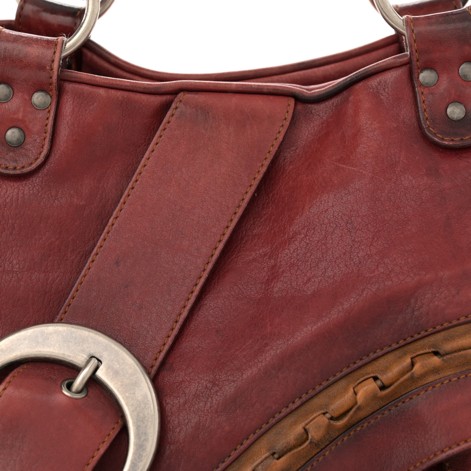 Christian Dior Calfskin Large Gaucho Double Saddle Bag Red 7 of 13