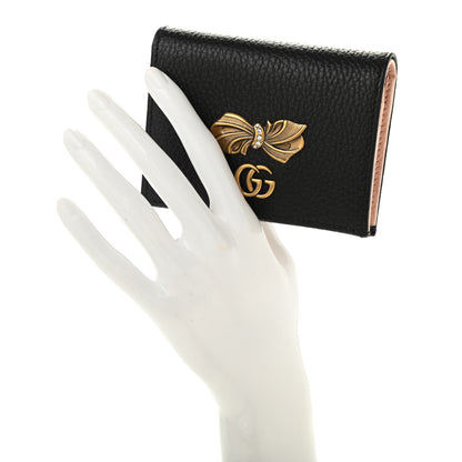 Gucci Calfskin GG Marmont Bow Card Case Black 2 of 7