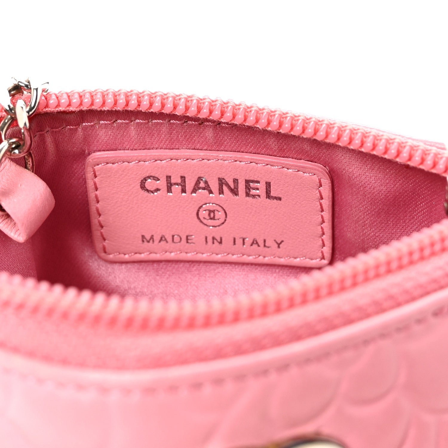 Chanel Lambskin Camellia Embossed Key Holder Case Pink 6 of 8