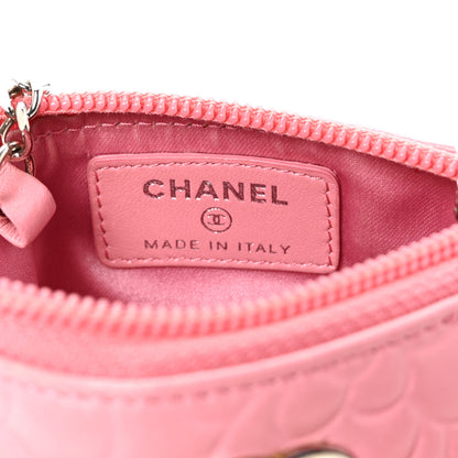 Chanel Lambskin Camellia Embossed Key Holder Case Pink 6 of 8