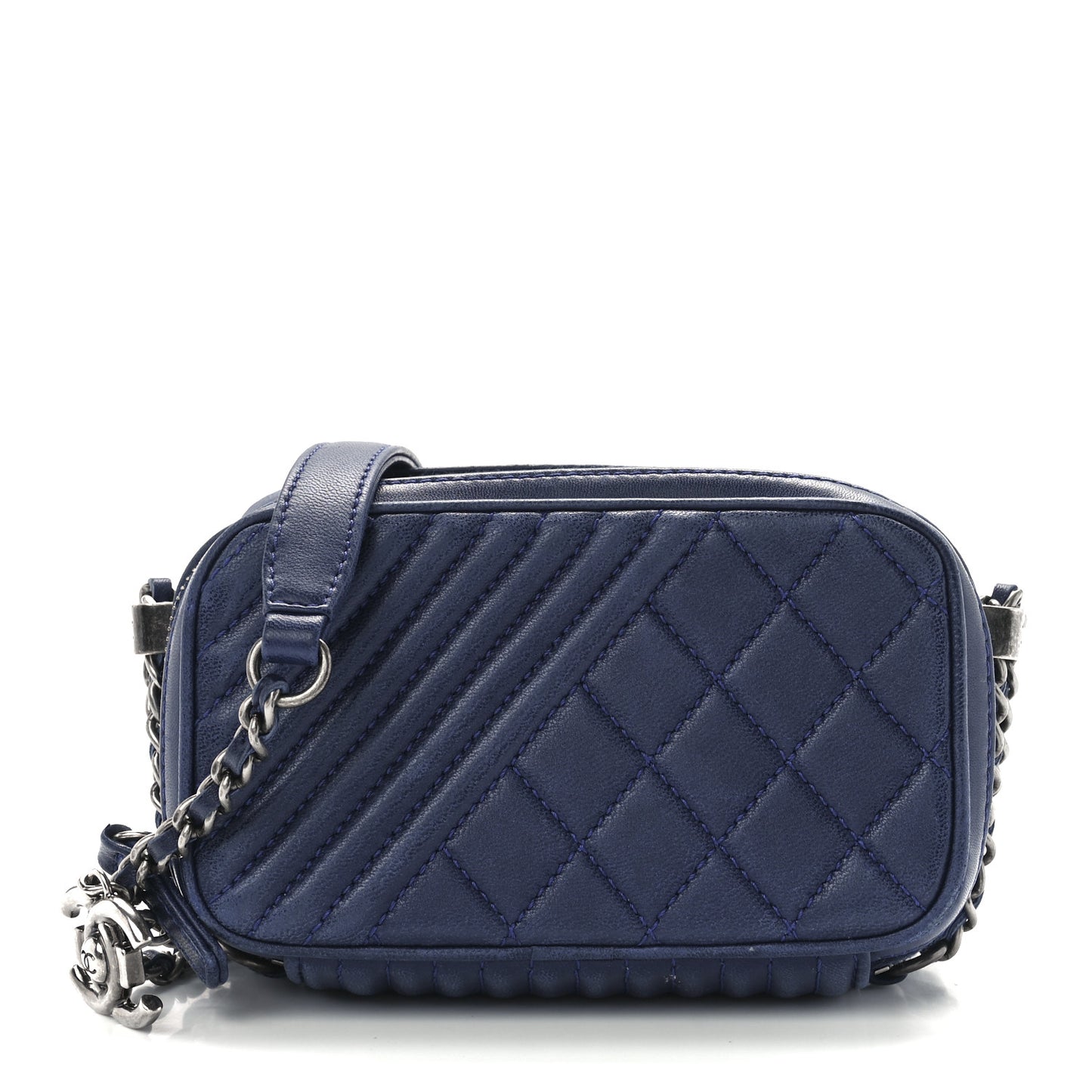 Lambskin Quilted Mini Coco Boy Camera Bag Blue