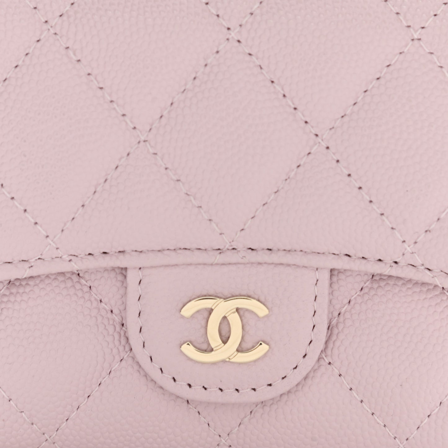Caviar Quilted Compact Flap Wallet Light Pink