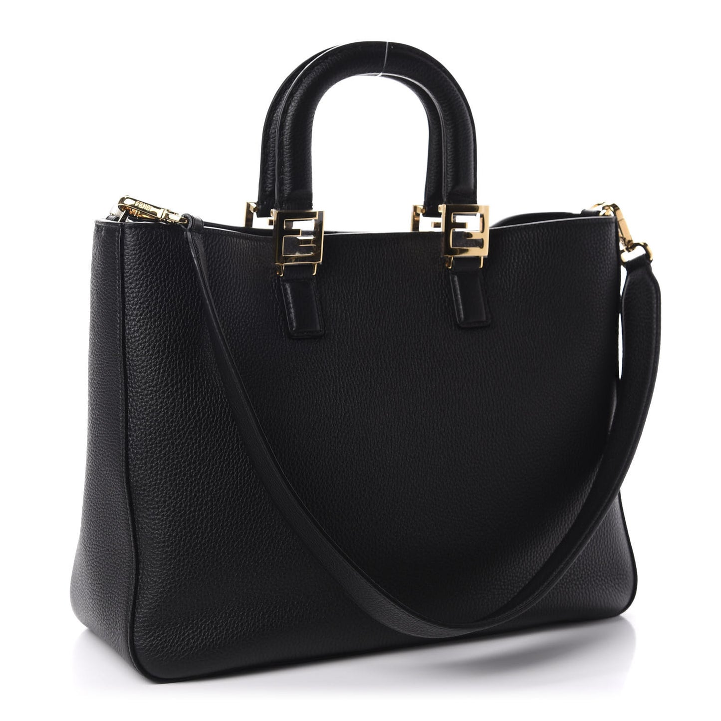 Cuoio Romano Selleria Medium FF Tote Black