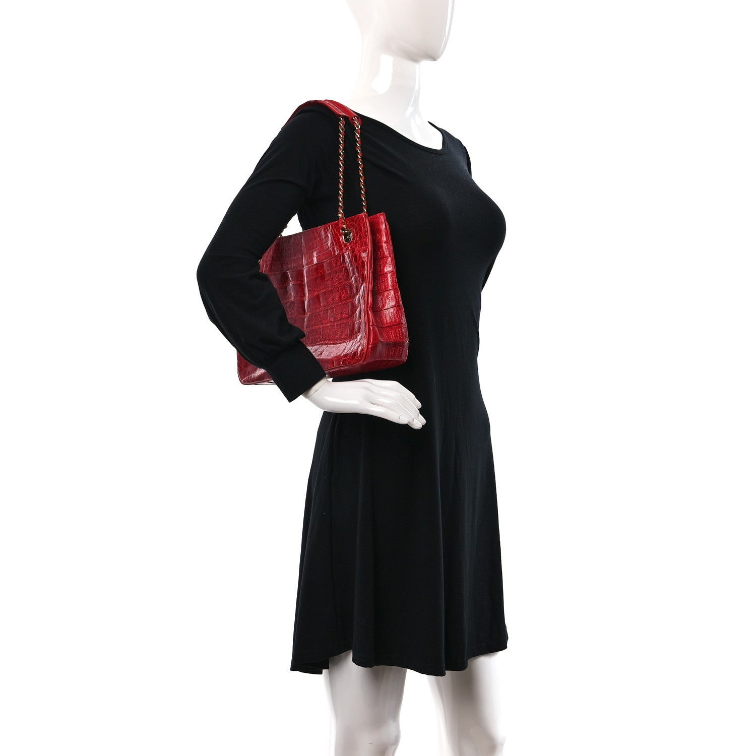 Chanel Alligator Shoulder Bag Red 2 of 10