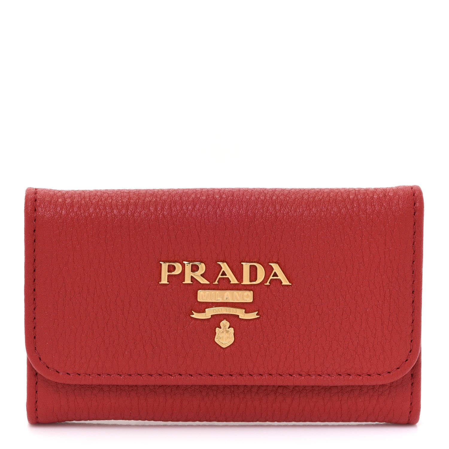 Prada Vitello Grain 6 Key Holder Rosso 1 of 8
