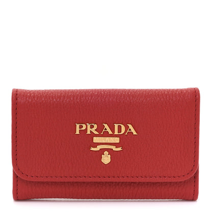 Prada Vitello Grain 6 Key Holder Rosso 1 of 8