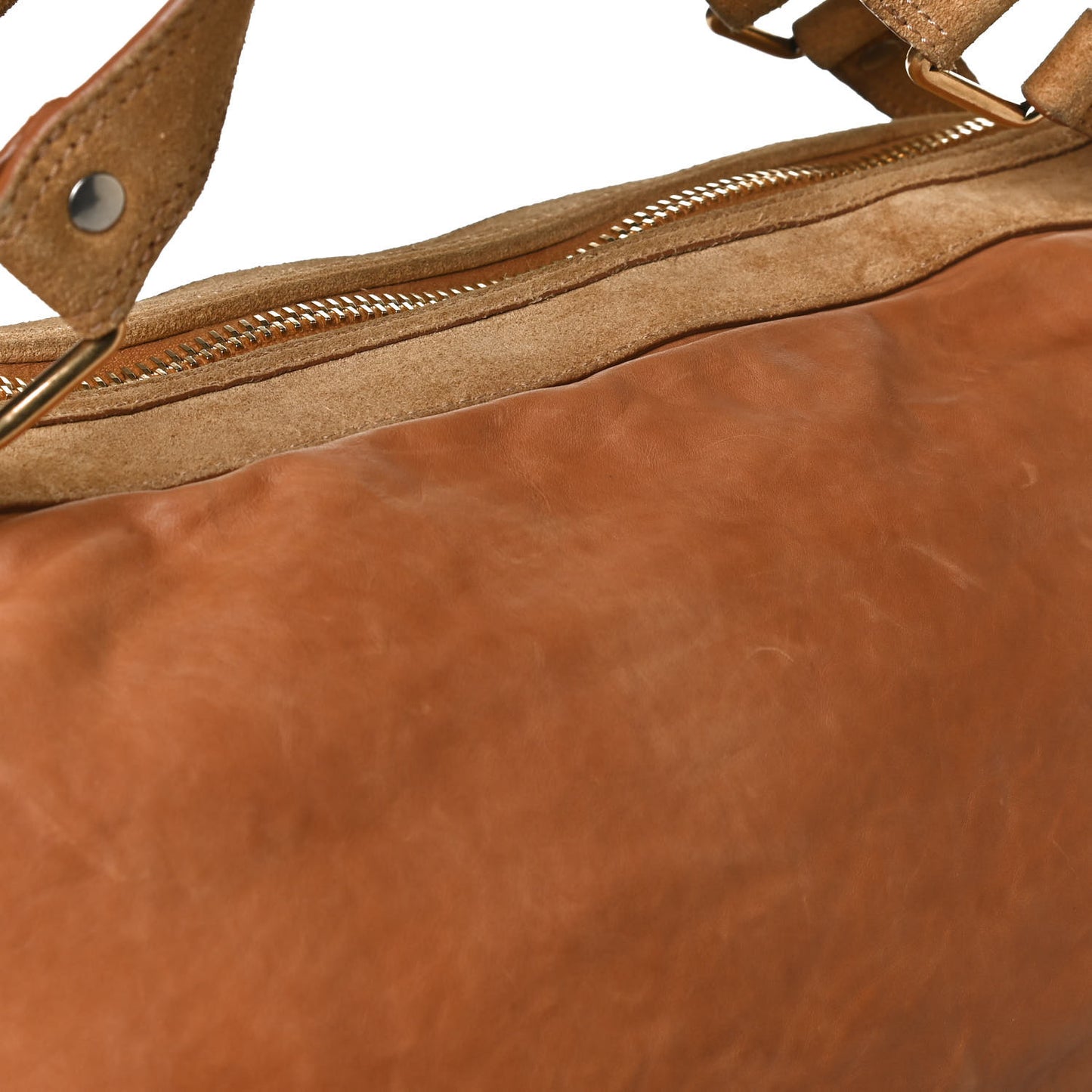 Calfskin Suede Satchel Brown