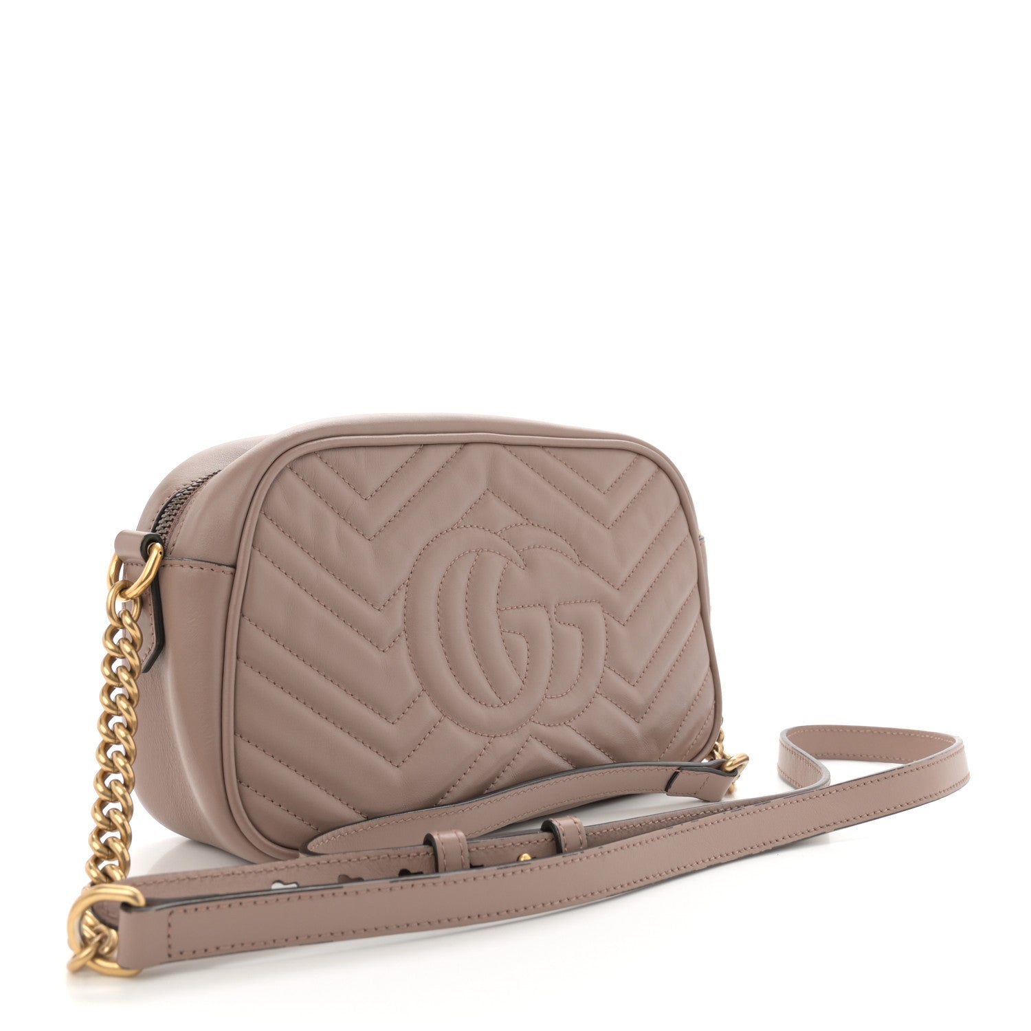 Gucci Calfskin Matelasse Small GG Marmont Chain Shoulder Bag Porcelain Rose 3 of 12