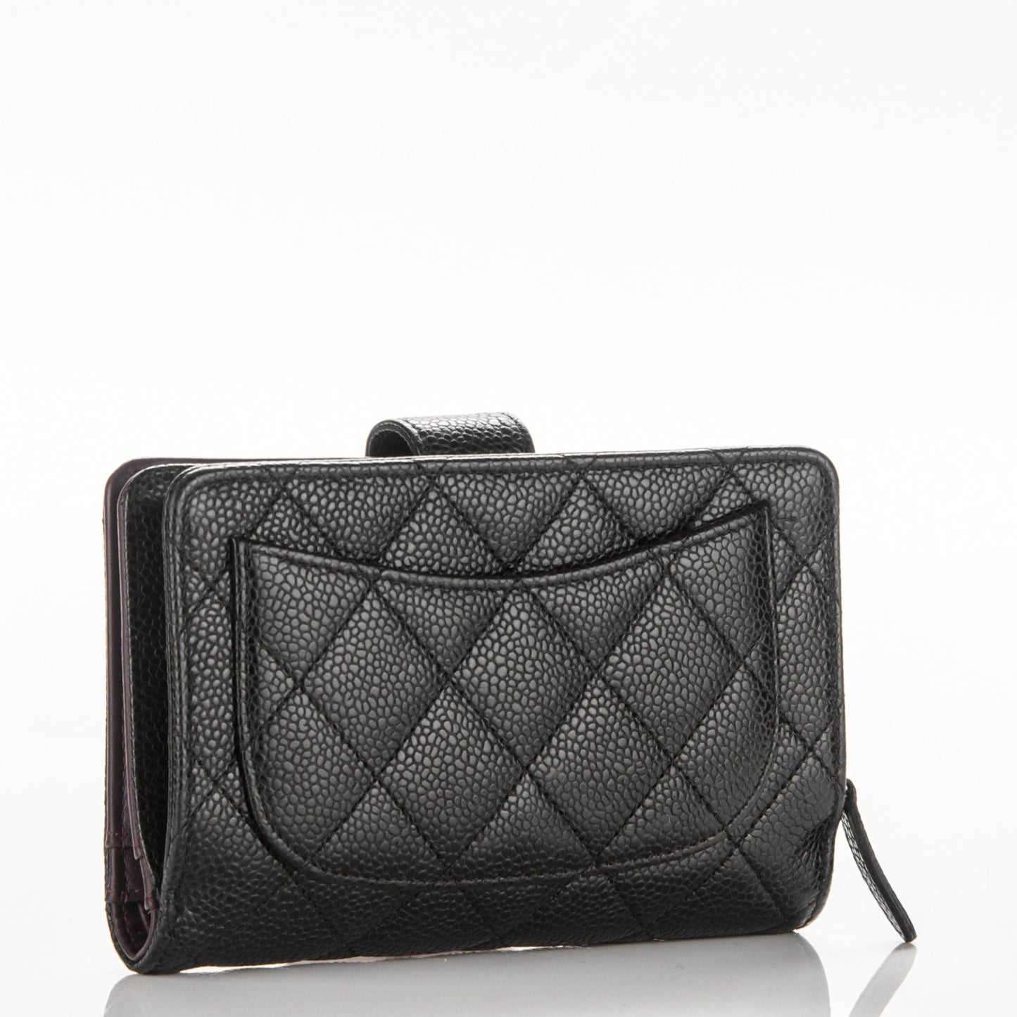 Caviar Quilted Zipped Pocket Wallet Black